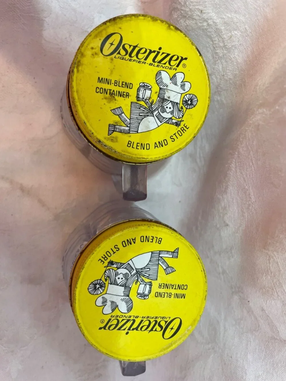 Osterizer Liquifier-Blender Containers w Covers 8 oz size Vintage
